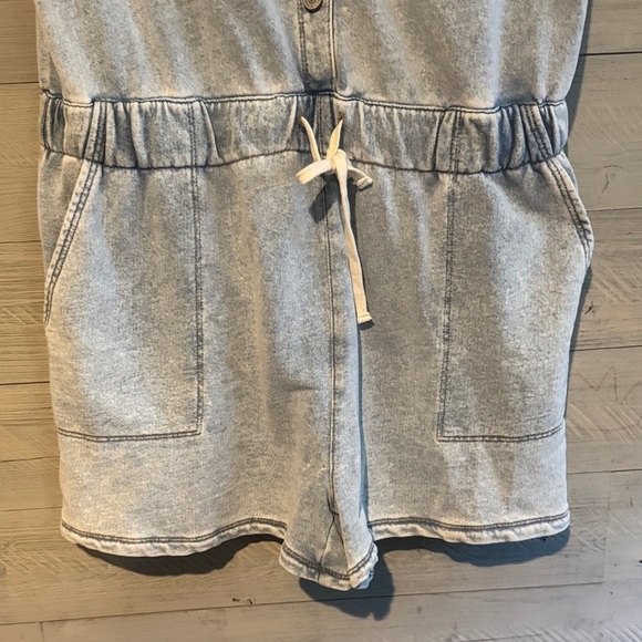 Naturalizer Light Blue Button-Up Romper - Picture 3 of 9